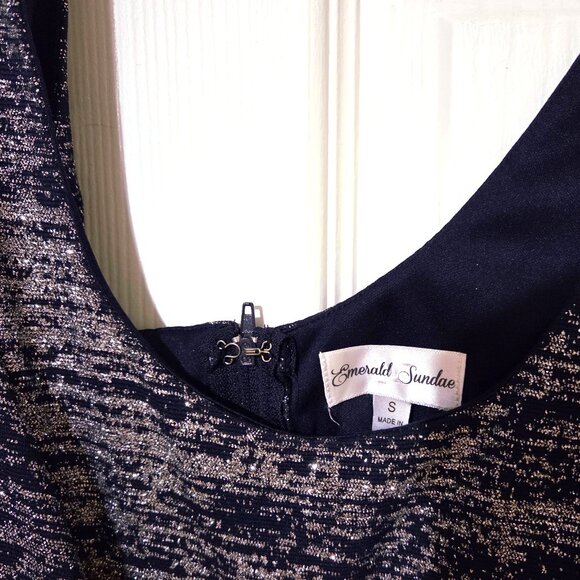 Textured Navy & Silver Sparkle Sleeveless Sheath Dress – Size S - Picture 8 of 9